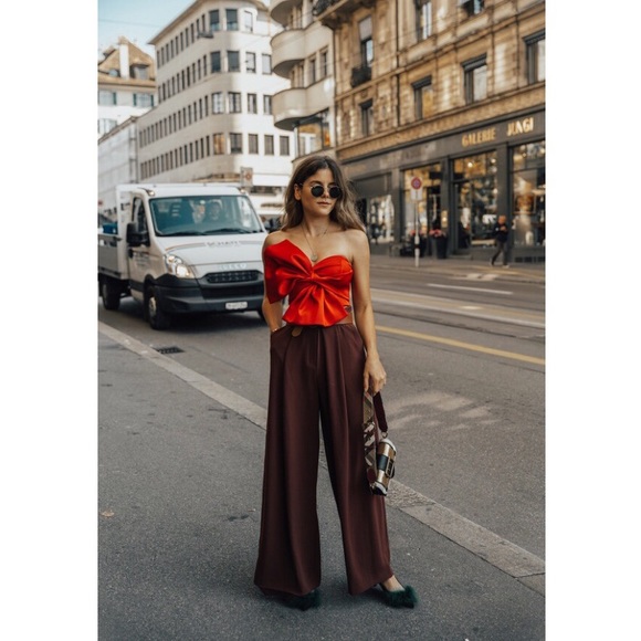 🆕 River Island Red Oversized Bow Crop Top - Picture 7 of 12